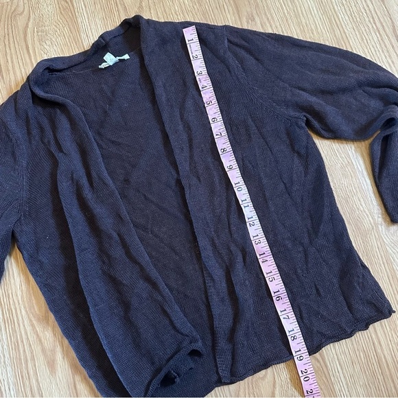 Eileen fisher small chocolate brown 100% linen open front cardigan 3/4 sleeves - Picture 6 of 6